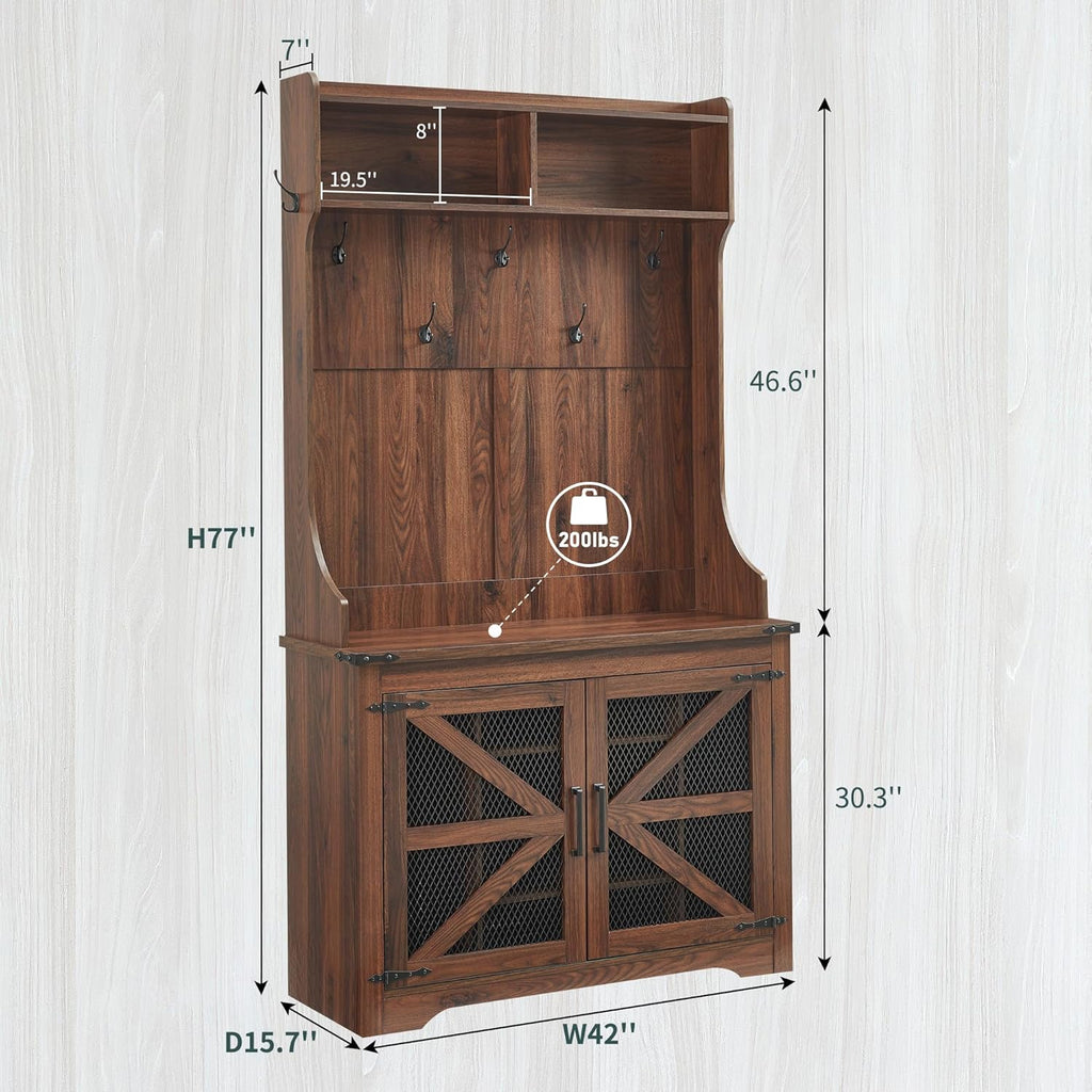JXQTLINGMU 59-inch Farmhouse Foyer Tree with Shoe Storage, Entryway Bench Foyer Coat Rack Cabinet wourant