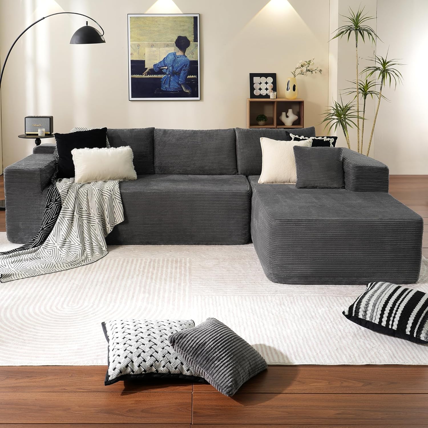 Ovios 104" Cloud Section Sofa L-shaped lounge chair, modern modular sofa wourant