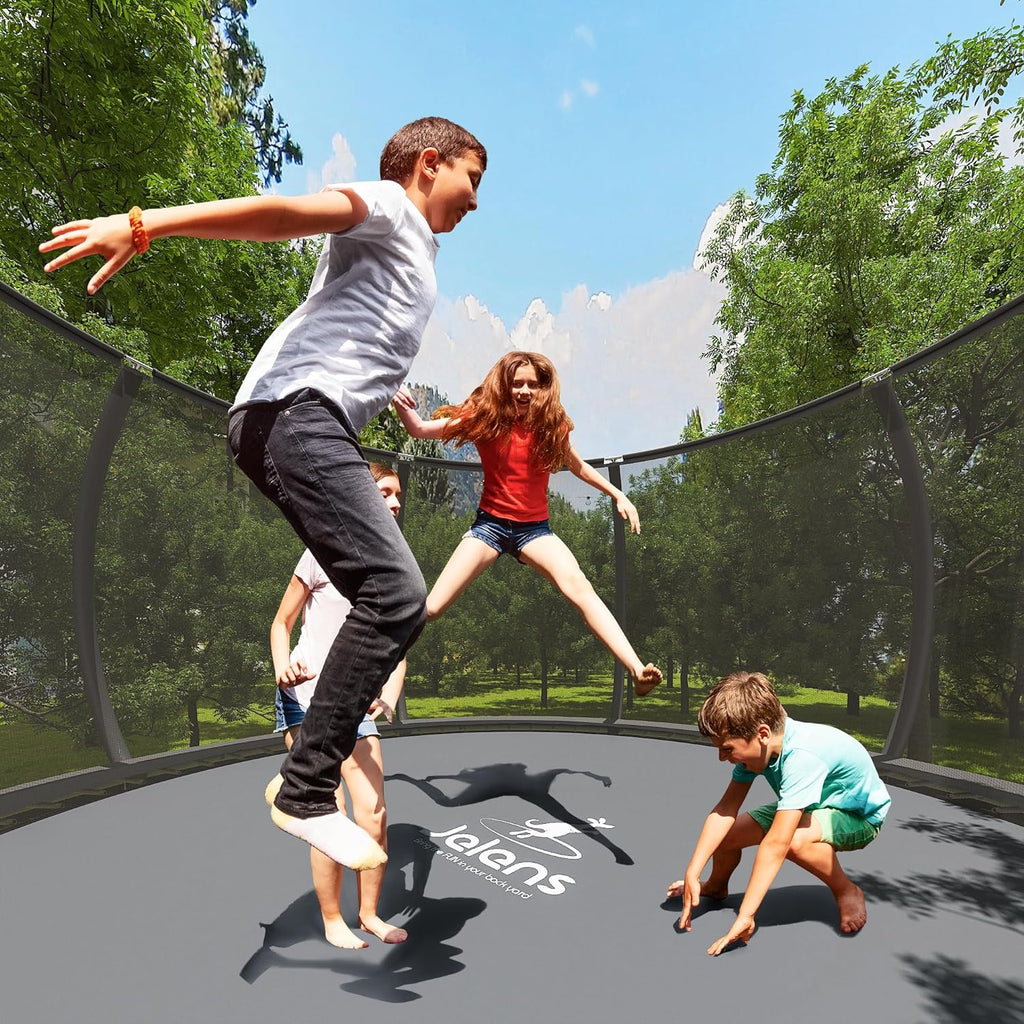 Trampoline 8FT 10FT 12FT 14FT 16FT, Recreational Trampolines with Enclosure Net and Ladder, Outdoor Anti-Rust Trampolines for Kids and Adults, ASTM Approved wourant