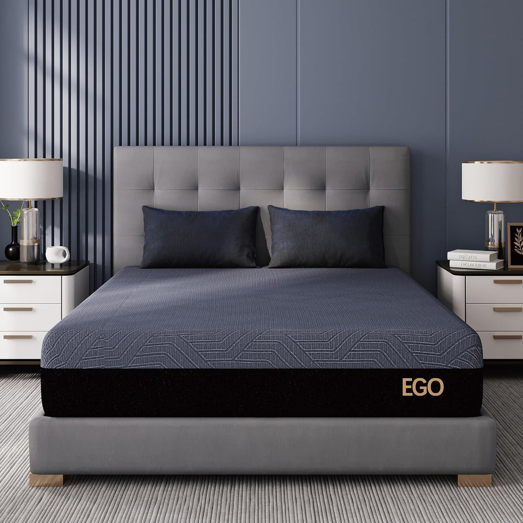 MLILY EGOHOME 14 Inch Queen Memory Foam Mattress for Back Pain, Cooling Copper Gel Bed in a Box, Foam Made in USA, CertiPUR-US Certified, Therapeutic Medium Firm, 60x80x14 Black woonhhop