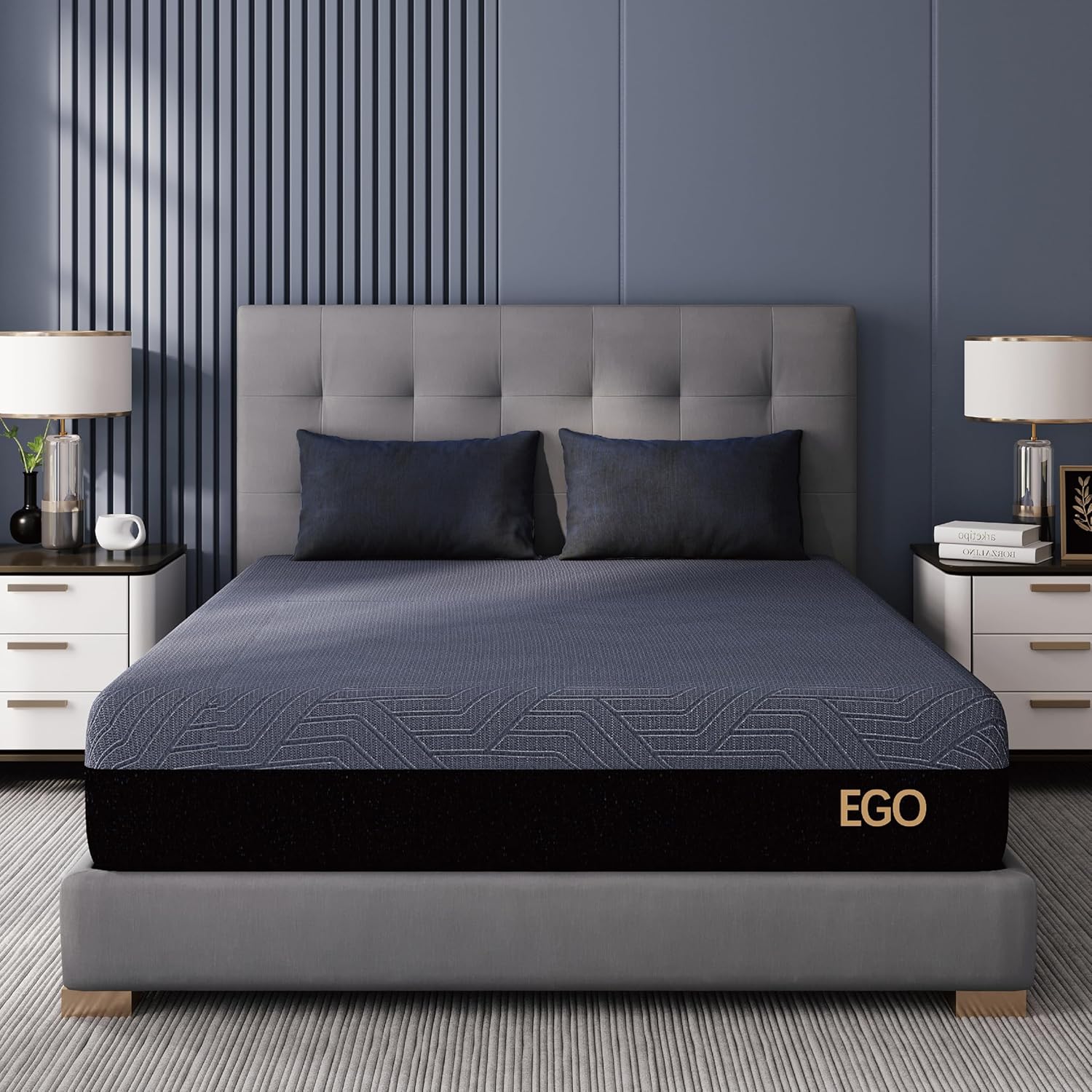 MLILY EGOHOME 14 Inch Queen Memory Foam Mattress for Back Pain, Cooling Copper Gel Bed in a Box, Foam Made in USA, CertiPUR-US Certified, Therapeutic Medium Firm, 60x80x14 Black woonhhop