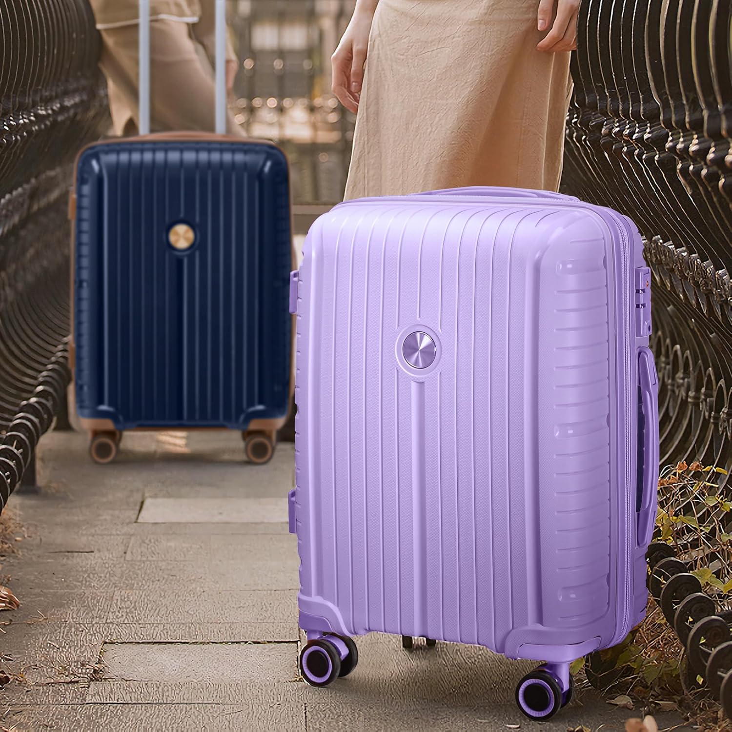5-piece PP hardshell lightweight travel carry-on luggage set with dual spinner wheels and TSA lock wourant