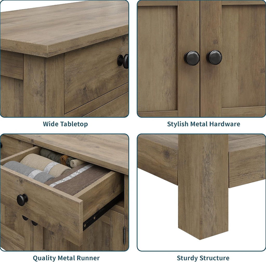 Farmhouse style console table coffee bar, entry table with storage rack, sofa table buffet sideboard wourant