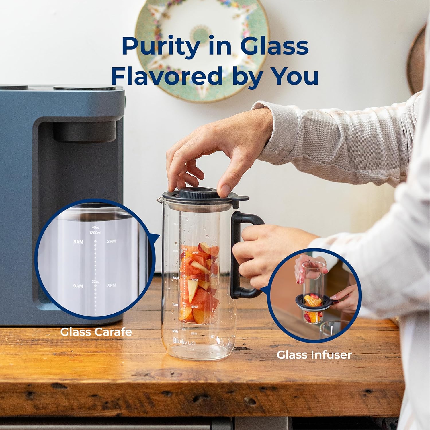 Bluevua RO100ROPOT-Lite(UV) reverse osmosis system countertop water purifier, 7-stage purification, with UV and remineralization functions, TDS and filter life monitoring wourant
