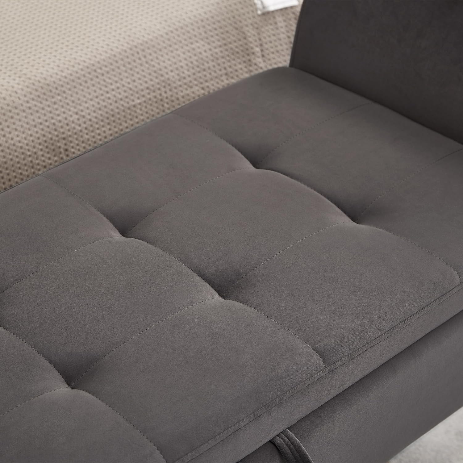 Furniliving Modern Storage Ottoman Bench, Sherpa Ottoman End of Bed Bench with Solid Wood Legs Upholstered Ottoman Benches with Storage Indoor Bench wourant