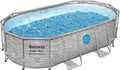 Power Steel 14' x 8'2" x 39.5" Oval Above Ground Pool Set | Includes 530gal Filter Pump, Ladder, ChemConnect Dispener wourant