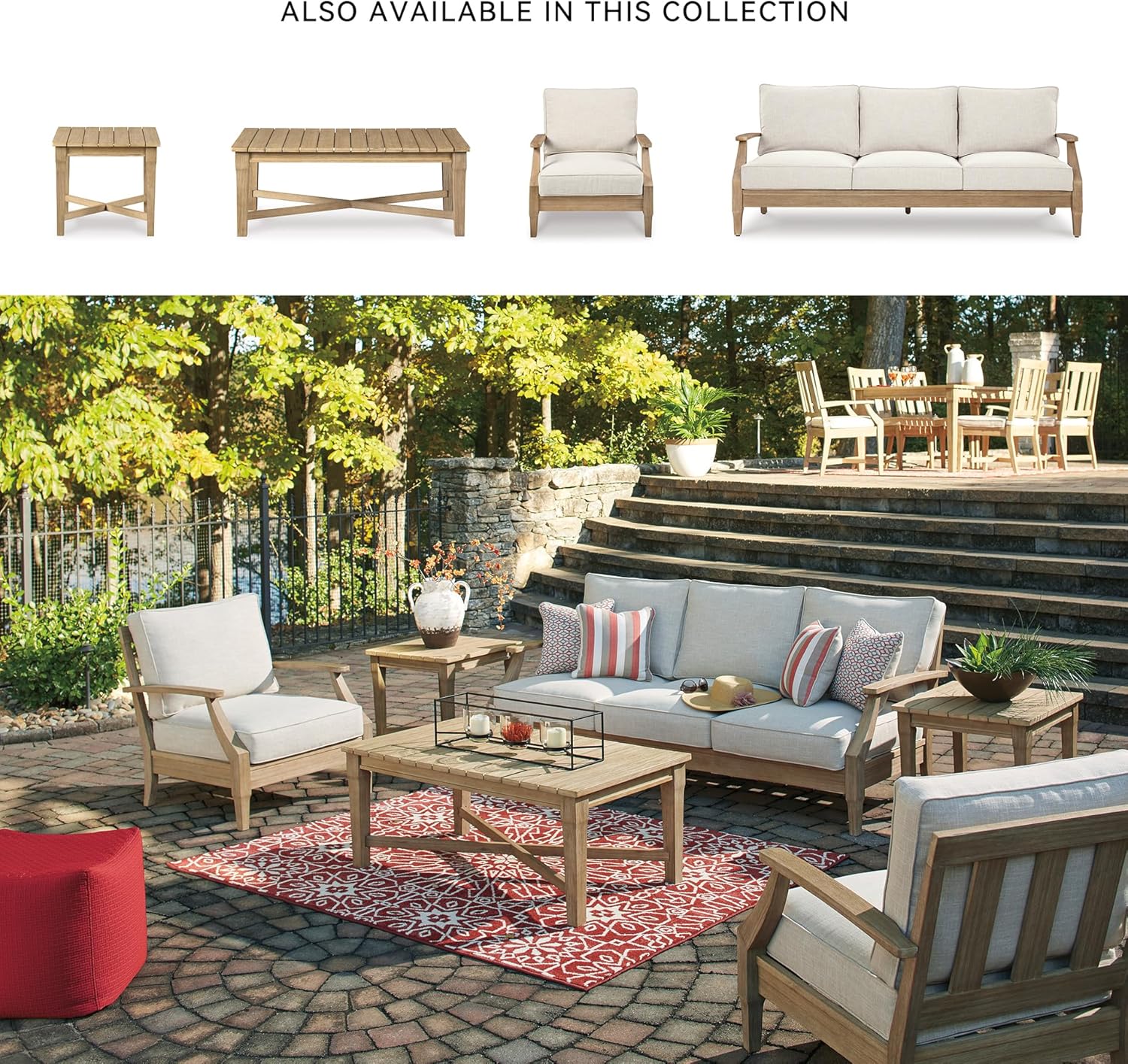 Coastal view outdoor terrace eucalyptus sofa wourant