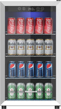 Beverage Refrigerator and Cooler 115 Can Mini Fridge with Glass Door for Soda Beer or Wine wourant
