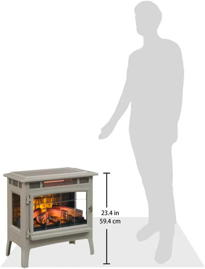 Freestanding Electric Fireplace Stove Heater with 3D Flame Effect for 1000 Sq. Ft wourant