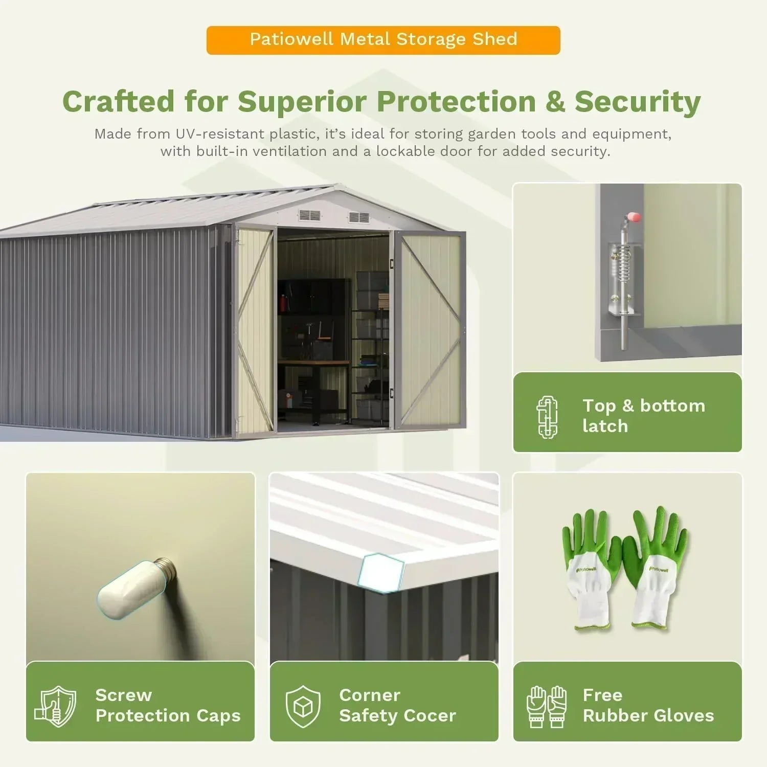 Patiowell 5x3 FT Outdoor Storage Shed Tool Shed with Sloping Roof and Lockable Door Metal Shed wourant