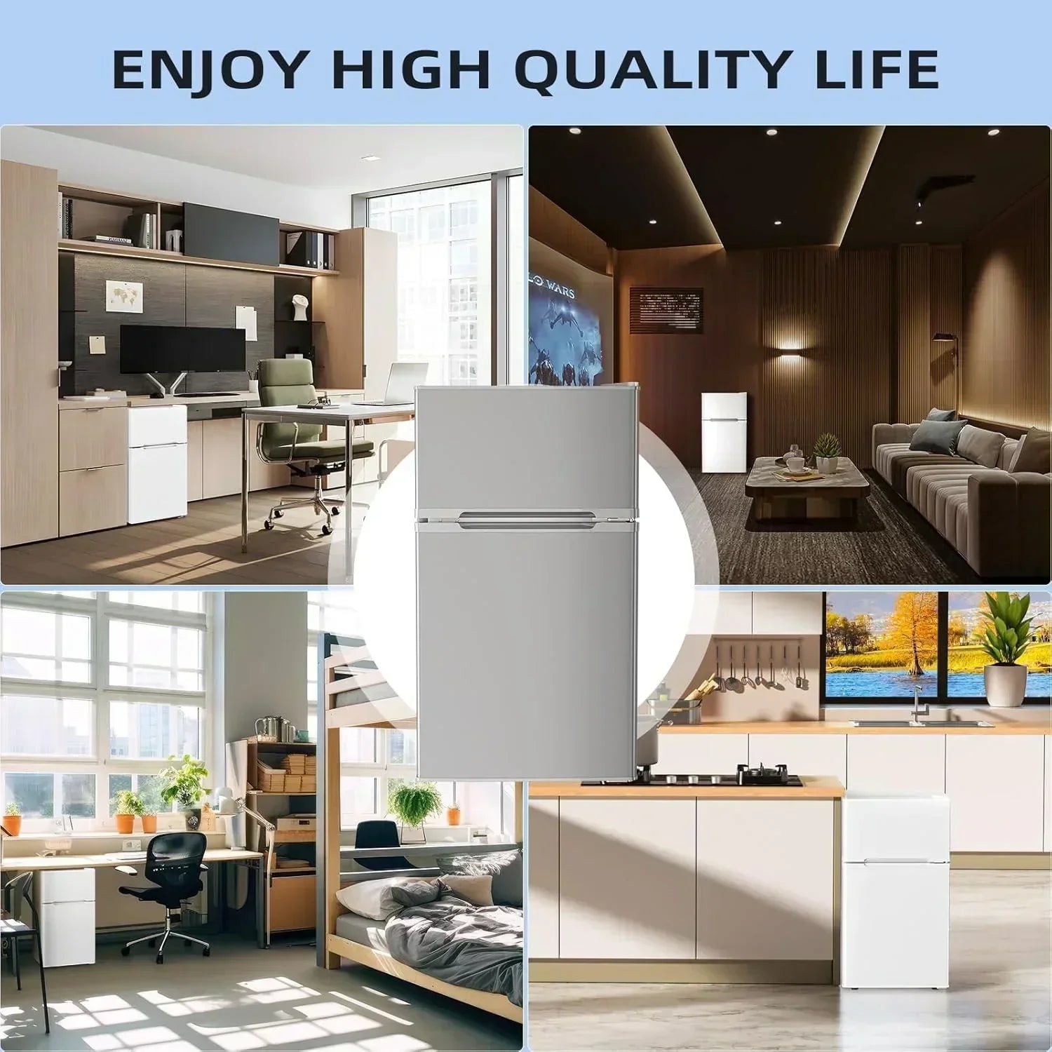 Antarctic Star 3.2 Cu.Ft Mini Refrigerator with Freezer Double Door Fridge Compact Refrigerator wourant