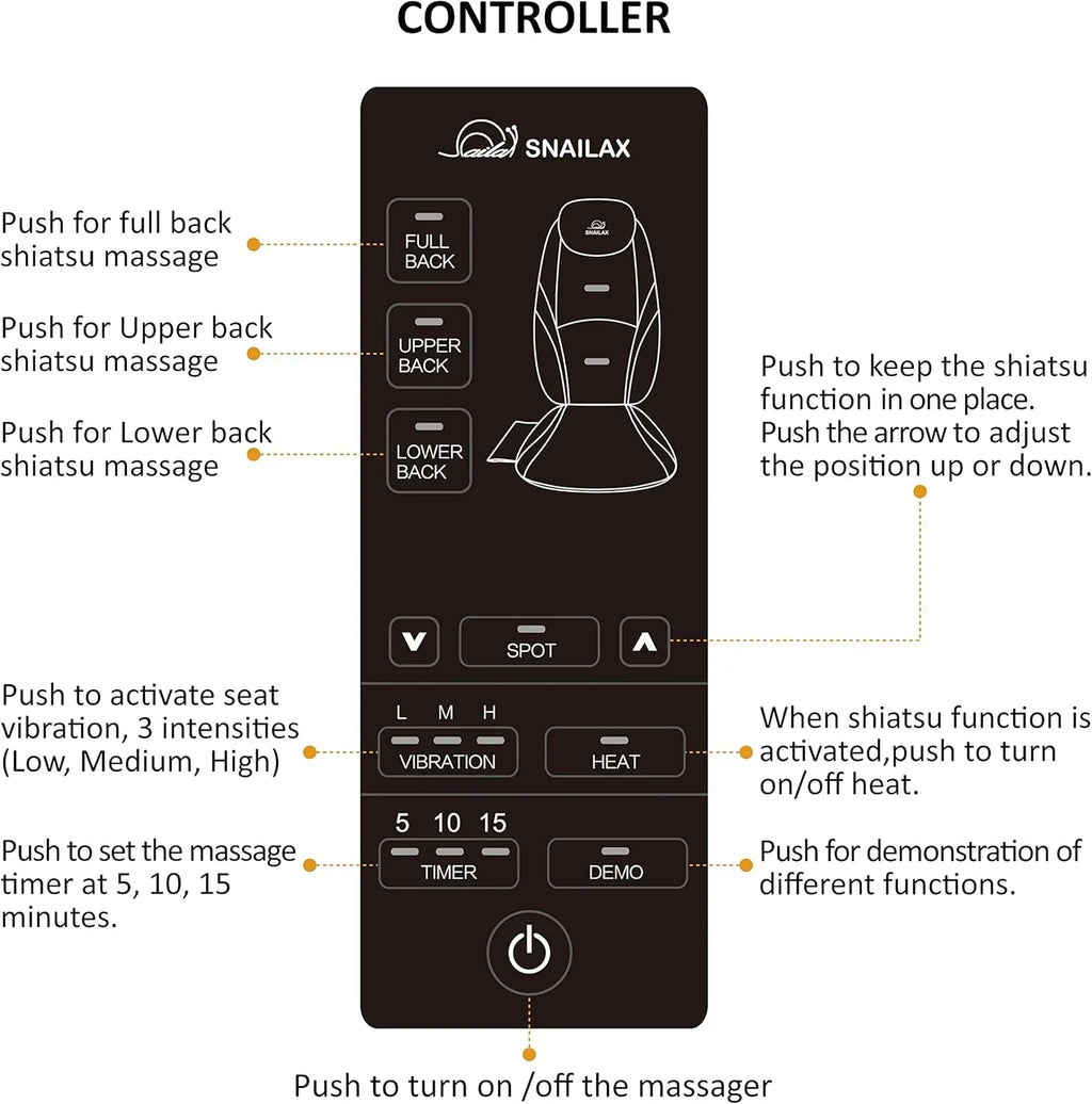 Snailax Shiatsu Massage Cushion with Heat Massage Chair Pad Kneading Back Massager for Home wourant