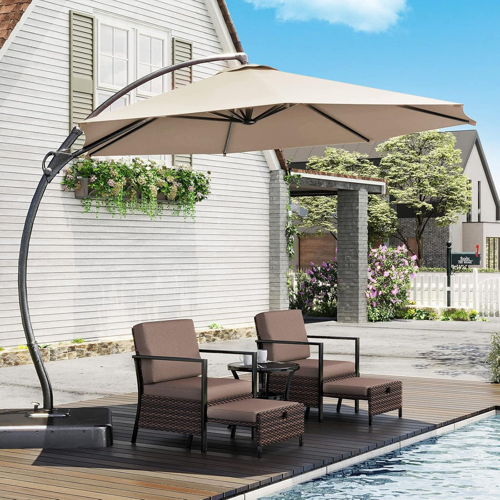 LAUSAINT HOME Outdoor Patio Umbrella with Base included 11 FT Deluxe Curvy Cantilever Umbrella wourant
