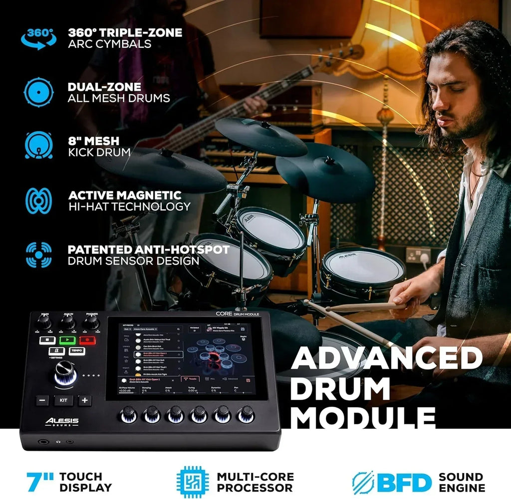 Alison Strata Prime Electronic Drum Set with Touch Screen Dual Area Grid Head wourant