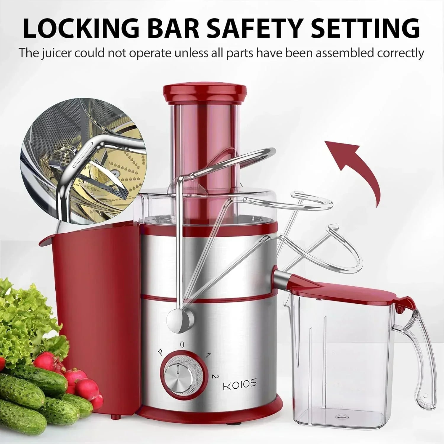 1300W KOIOS Centrifugal Juicer with Extra Large 3" Feed Chute and Titanium Filter wourant