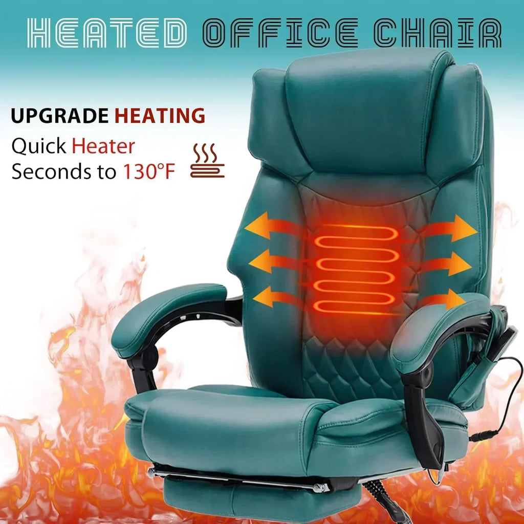 Massage Office Chair with Footrest 6 Point Vibration and Heating Home Office Desk Chair wourant