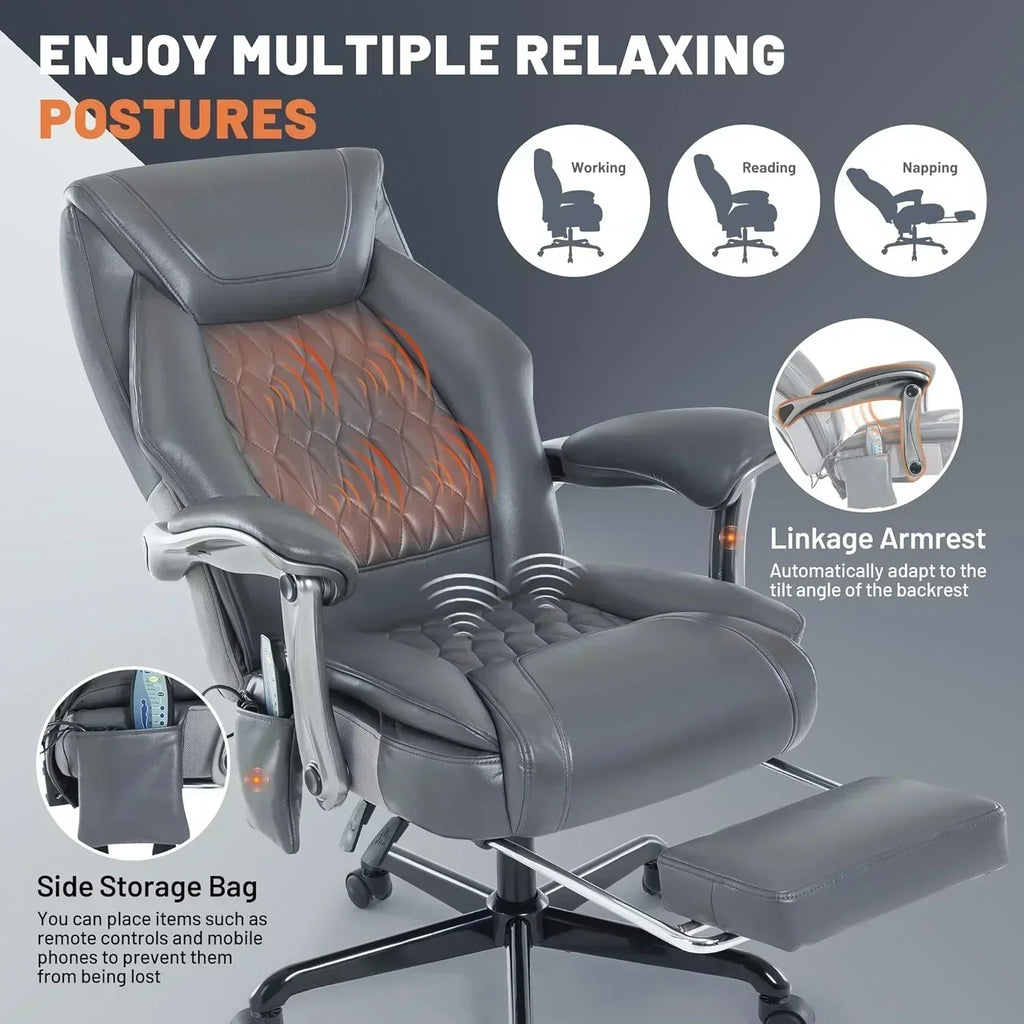 Massage Office Chair with Heating and Footrest Ergonomic Executive Reclining Office Chair wourant