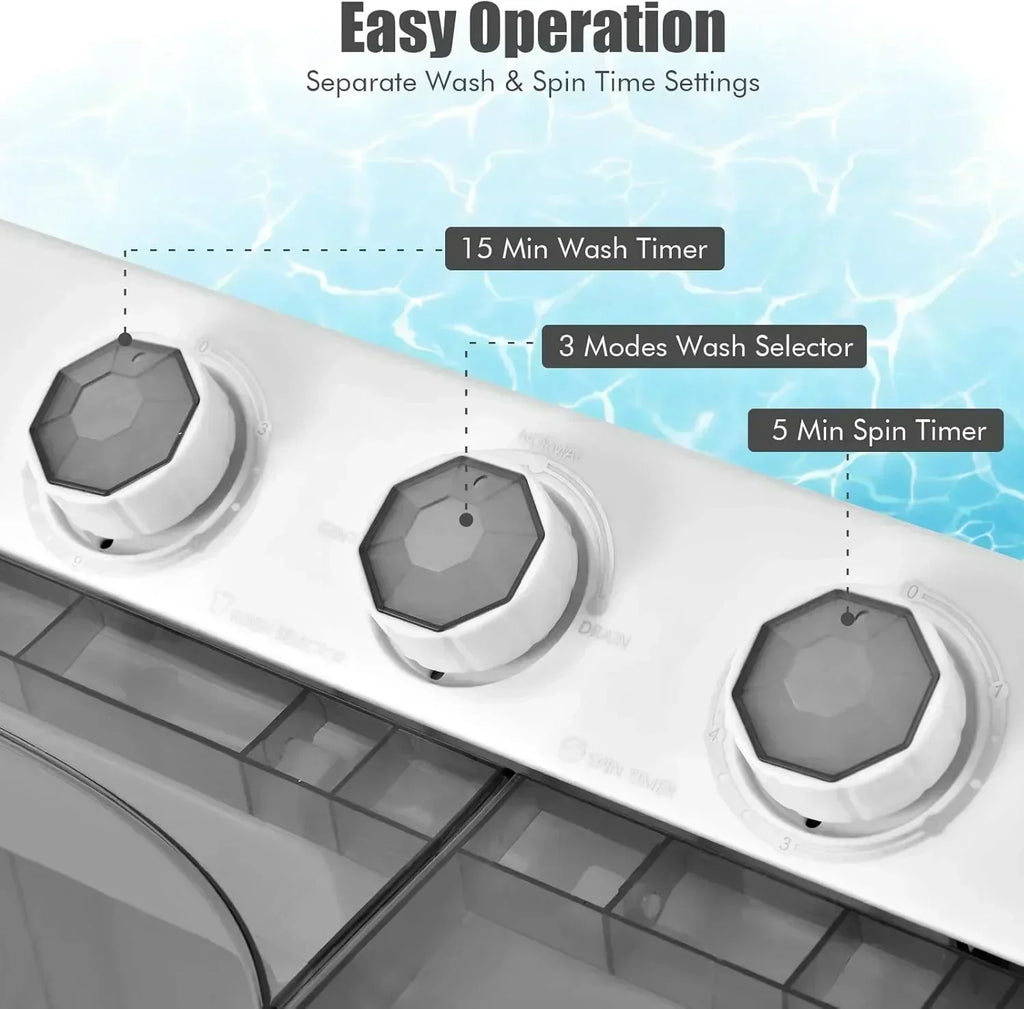 COSTWAY Double Tub 26 lb Capacity Laundry 18 lb 8 lb Spin Combo Drain Pump Washing Machine wourant