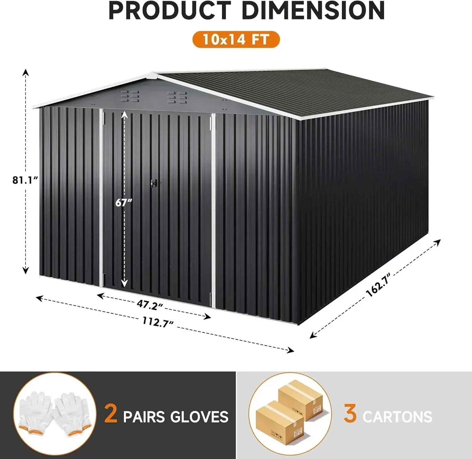 Polar Aurora 8 x 12 FT Outdoor Storage Shed Metal Garden Shed with Updated Frame Structure wourant