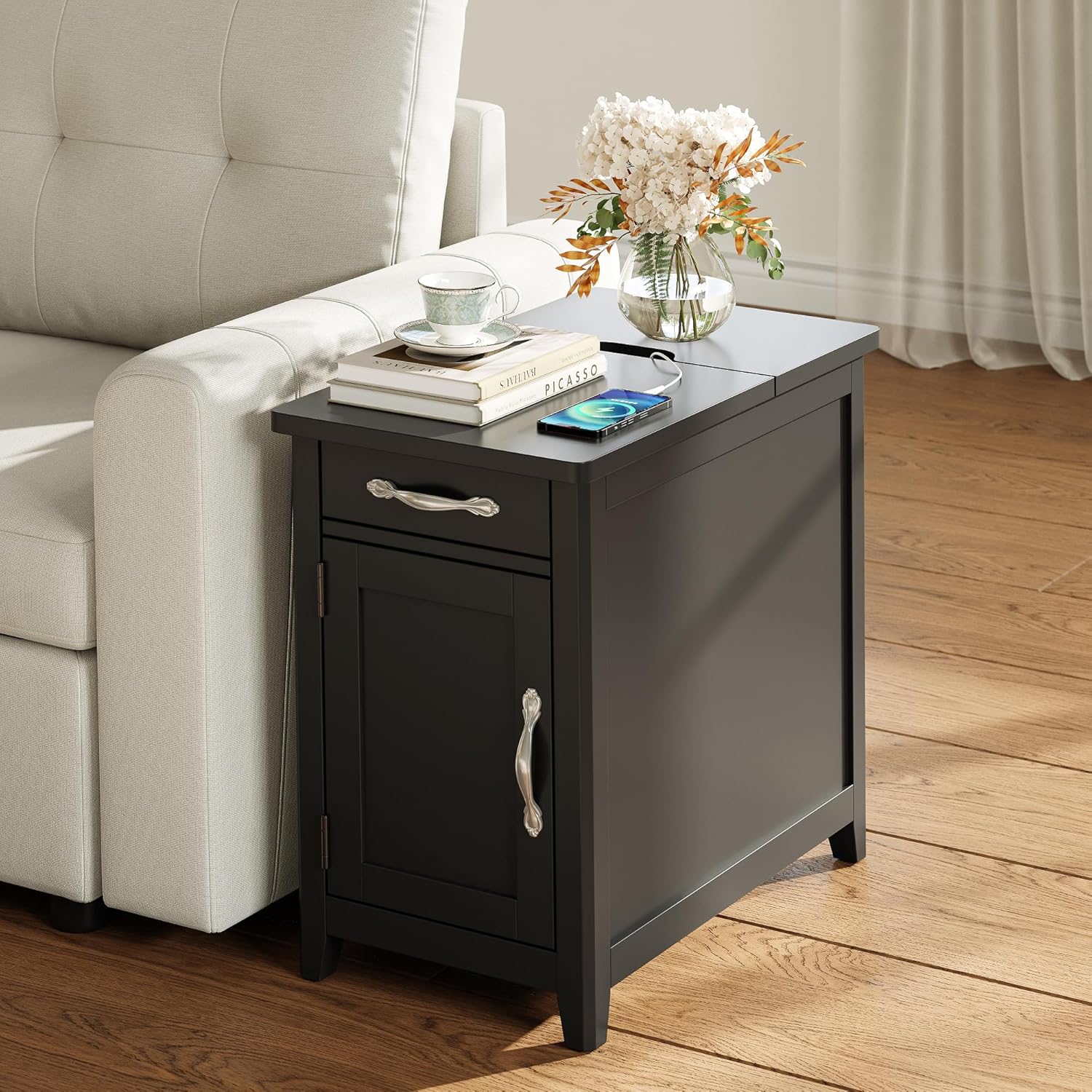 Farmhouse End Table Narrow Side Table Small Nightstand wourant