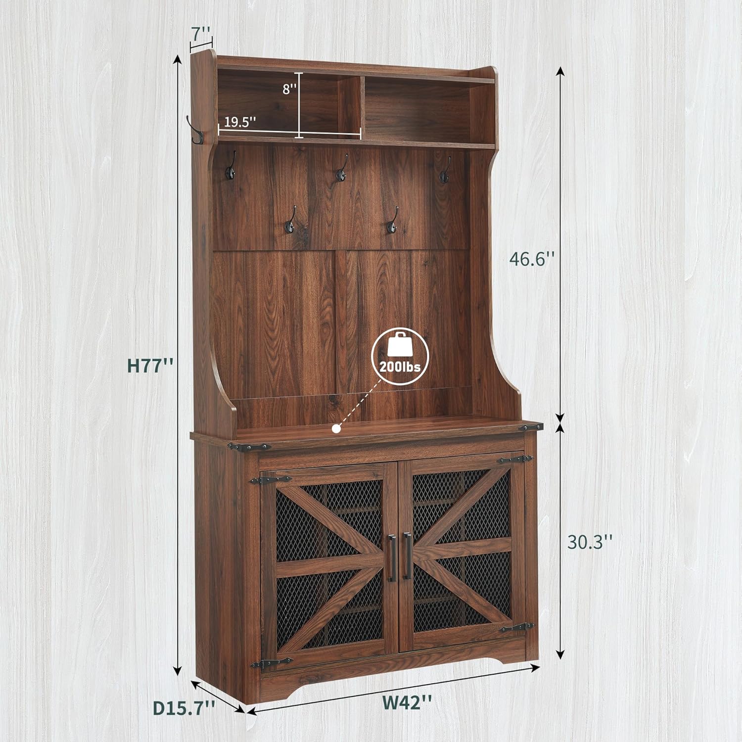 JXQTLINGMU 59-inch Farmhouse Foyer Tree Shoe Storage Entryway Bench Foyer Coat Rack Cabinet wourant
