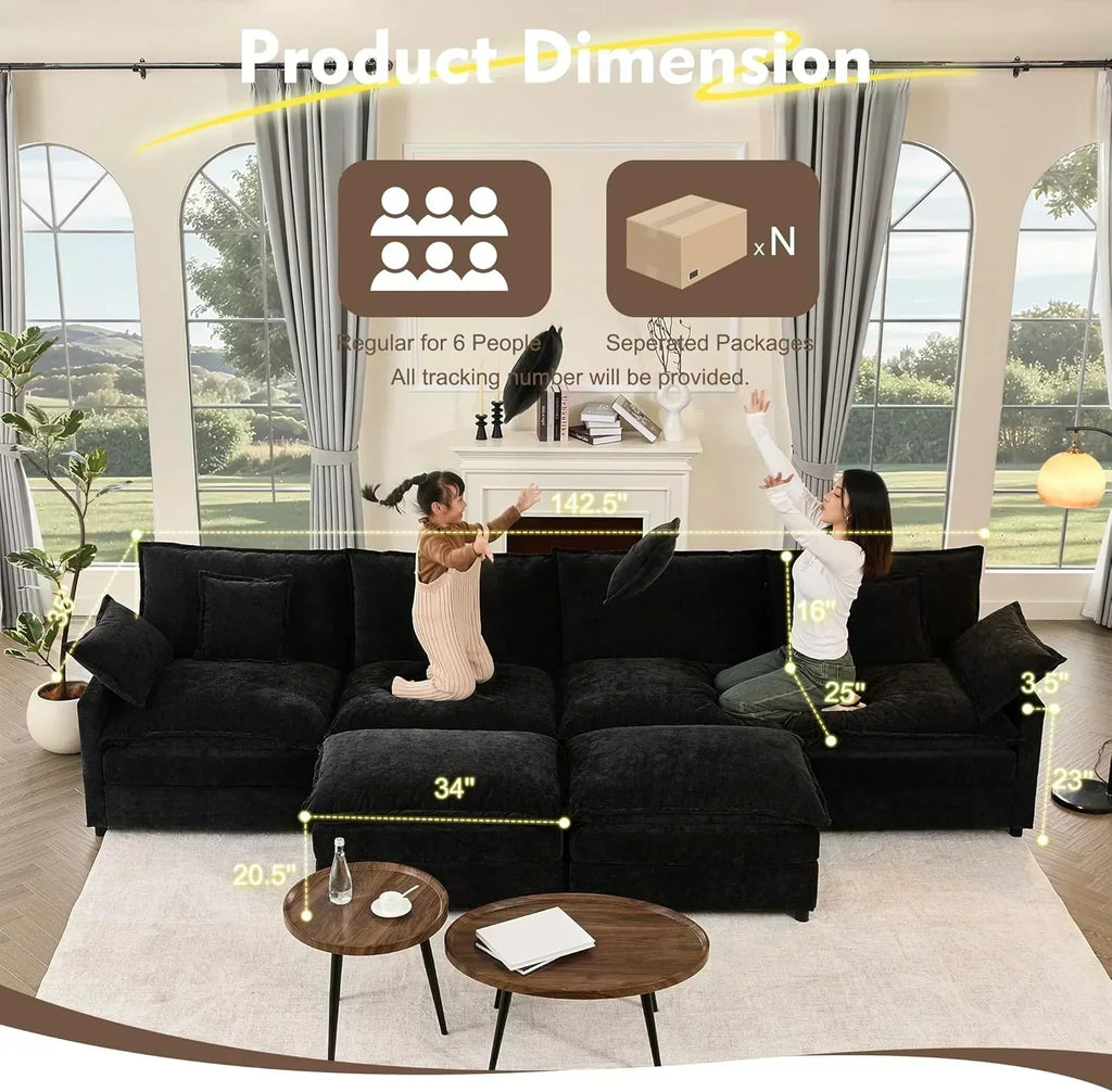108" U-shaped sofa modular sofa three-seater comfortable cloud sofa wourant