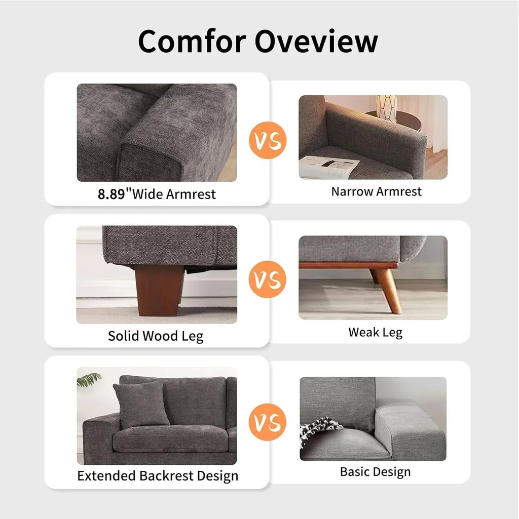 DOPEDIO living room double sofa chenille lounge chair removable solid wood frame wourant