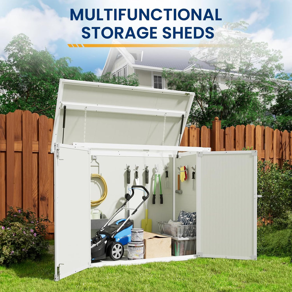 Amopatio 41 Cu Ft Horizontal Outdoor Storage Shed Resin Trash Can Storage Resin Shed Garden Tools wourant