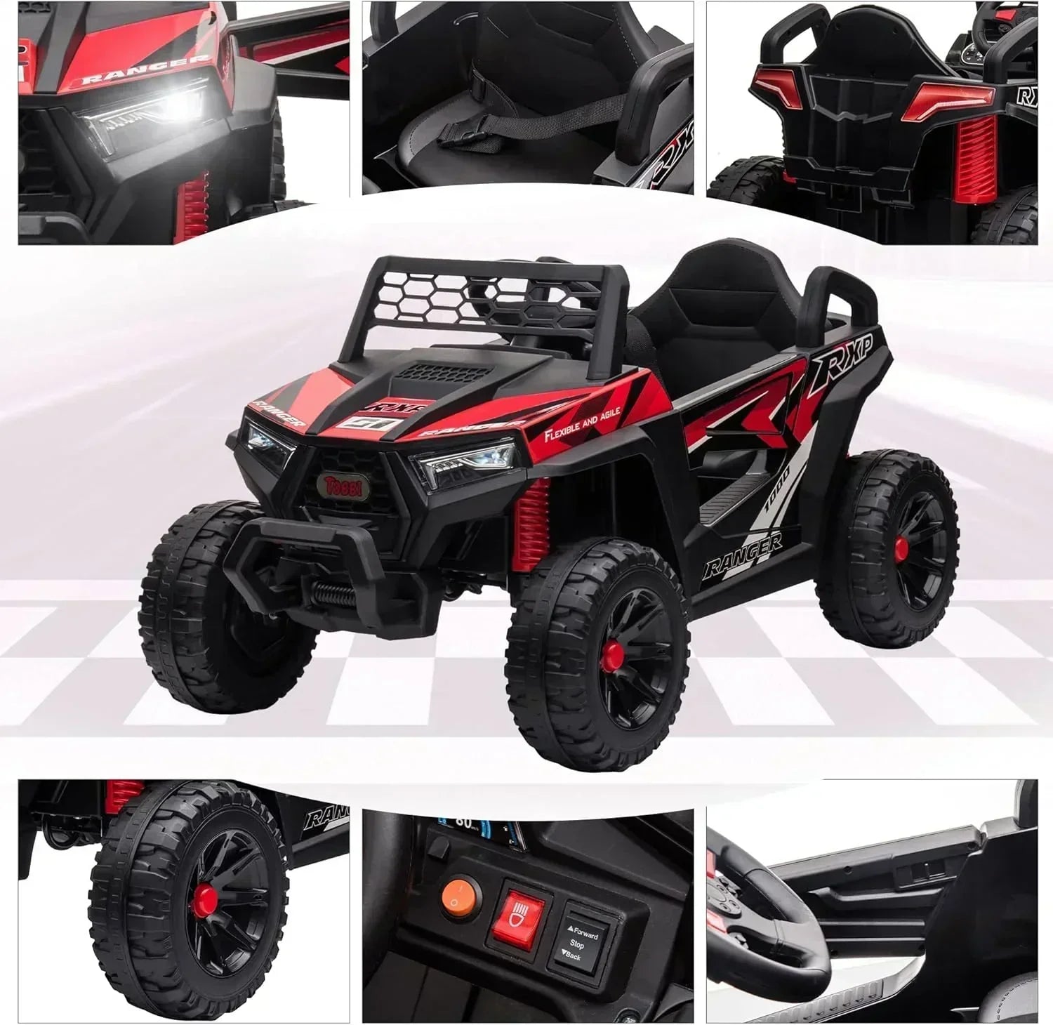TOBBI 12V Kids Ride on Car Electric Off-Road UTV Truck with Diverse Functions Double Open Doors wourant