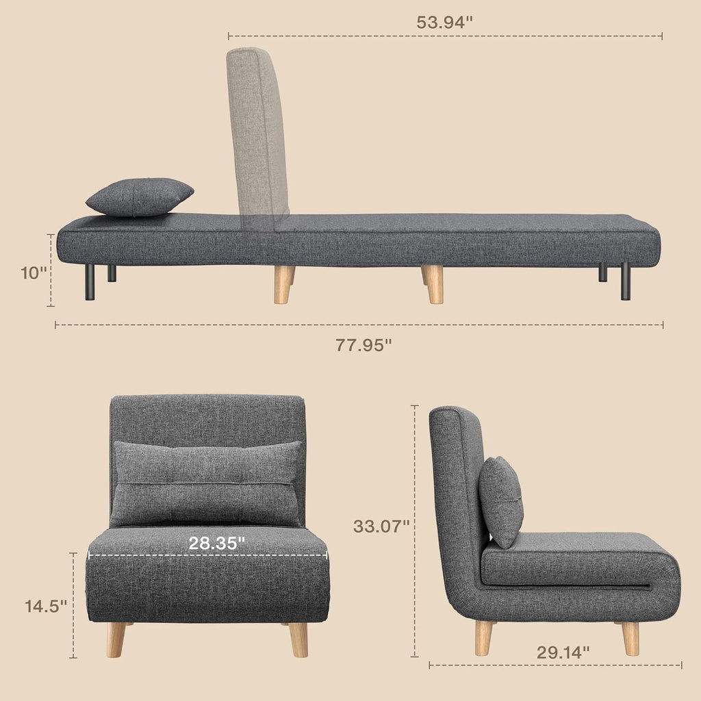 3-in-1 sleeper chair bed convertible chair bed futon sofa with adjustable backrest wourant