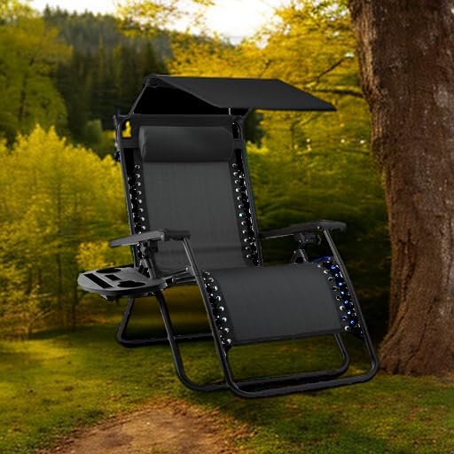 Best Choice Products Folding Zero Gravity Recliner Patio Lounge Chair Adjustable Canopy Shade wourant