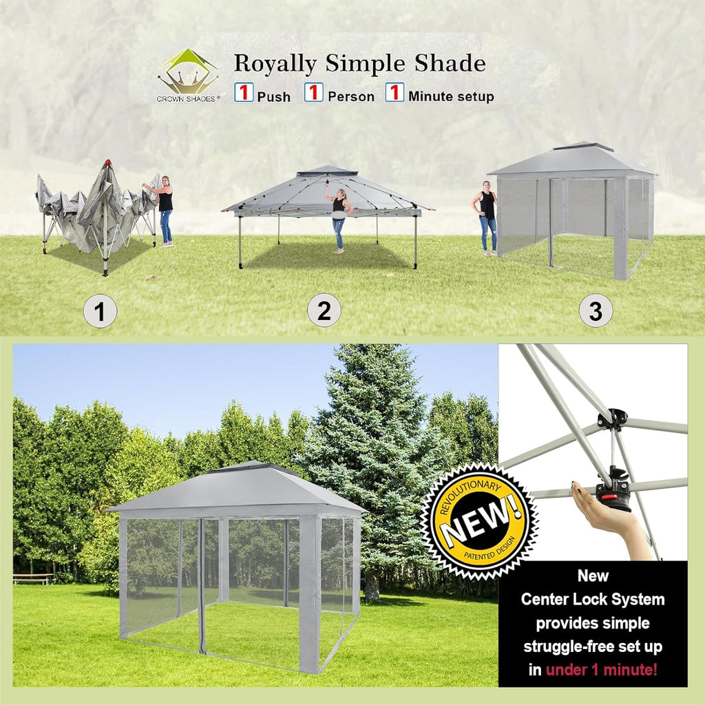 CROWN SHADES 13x13 Pop Up Gazebo Canopy Tent Gazebos on Clearance Outdoor Gazebo wourant