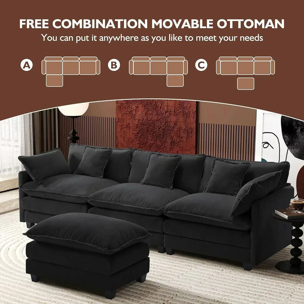 ihanherry 146-inch U-shaped modern sofa modular area cloud sofa wourant