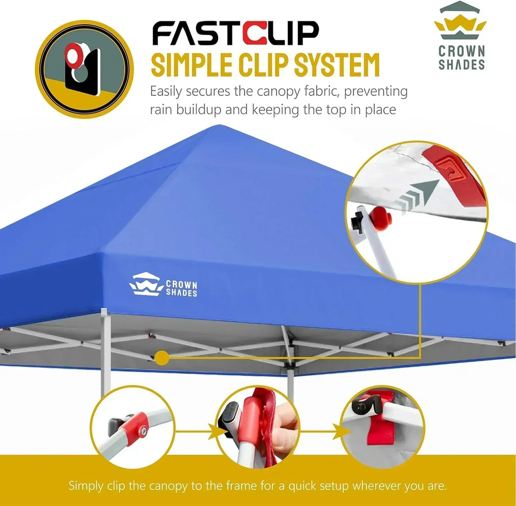 10x10 Pop-Up Awning One-Click Installation Beach Tent Outdoor Sunshade Silver Coated Top wourant