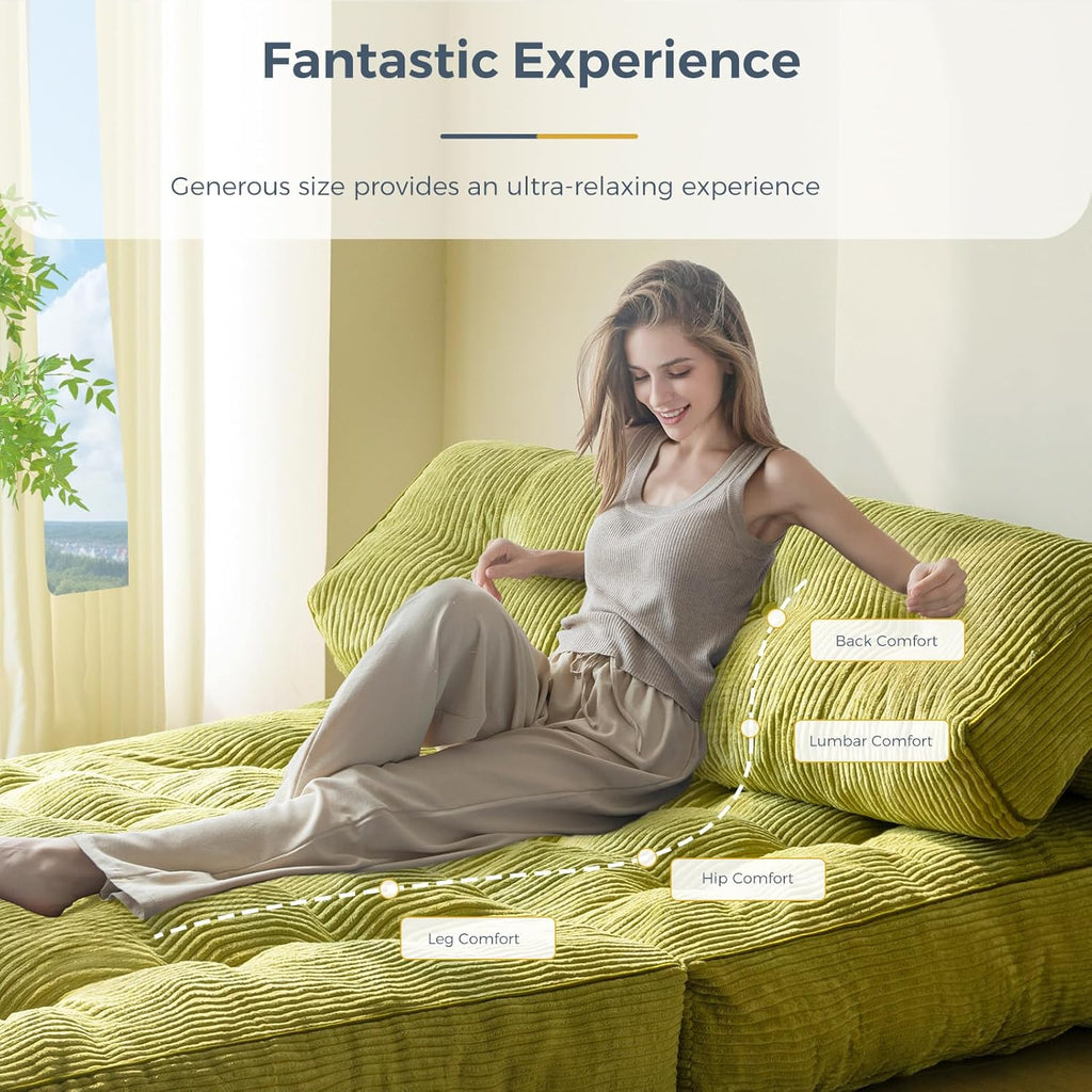 MAXYOYO Folding Sofa Bed Convertible Sleeper Chair with Pillow Foldable Mattress with Back Support wourant