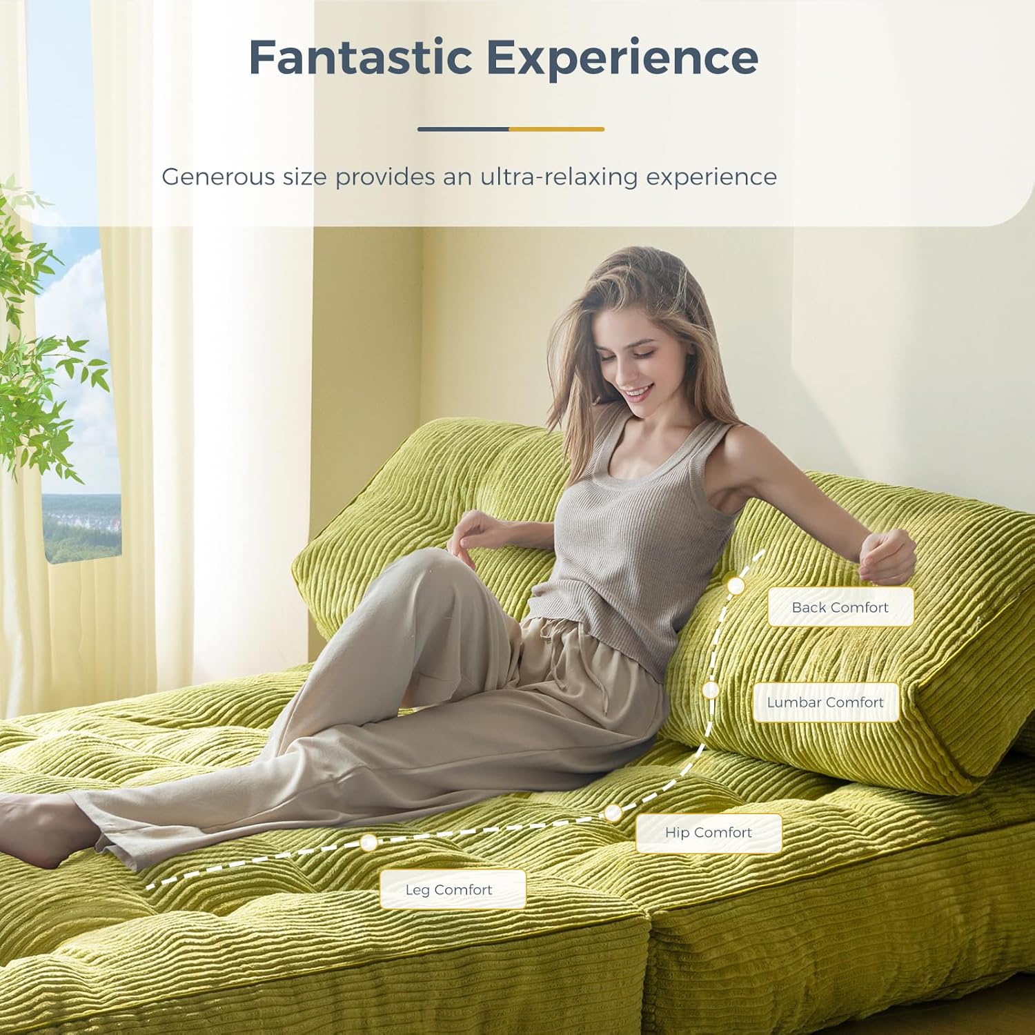 MAXYOYO Folding Sofa Bed Convertible Sleeper Chair with Pillow Foldable Mattress with Back Support wourant