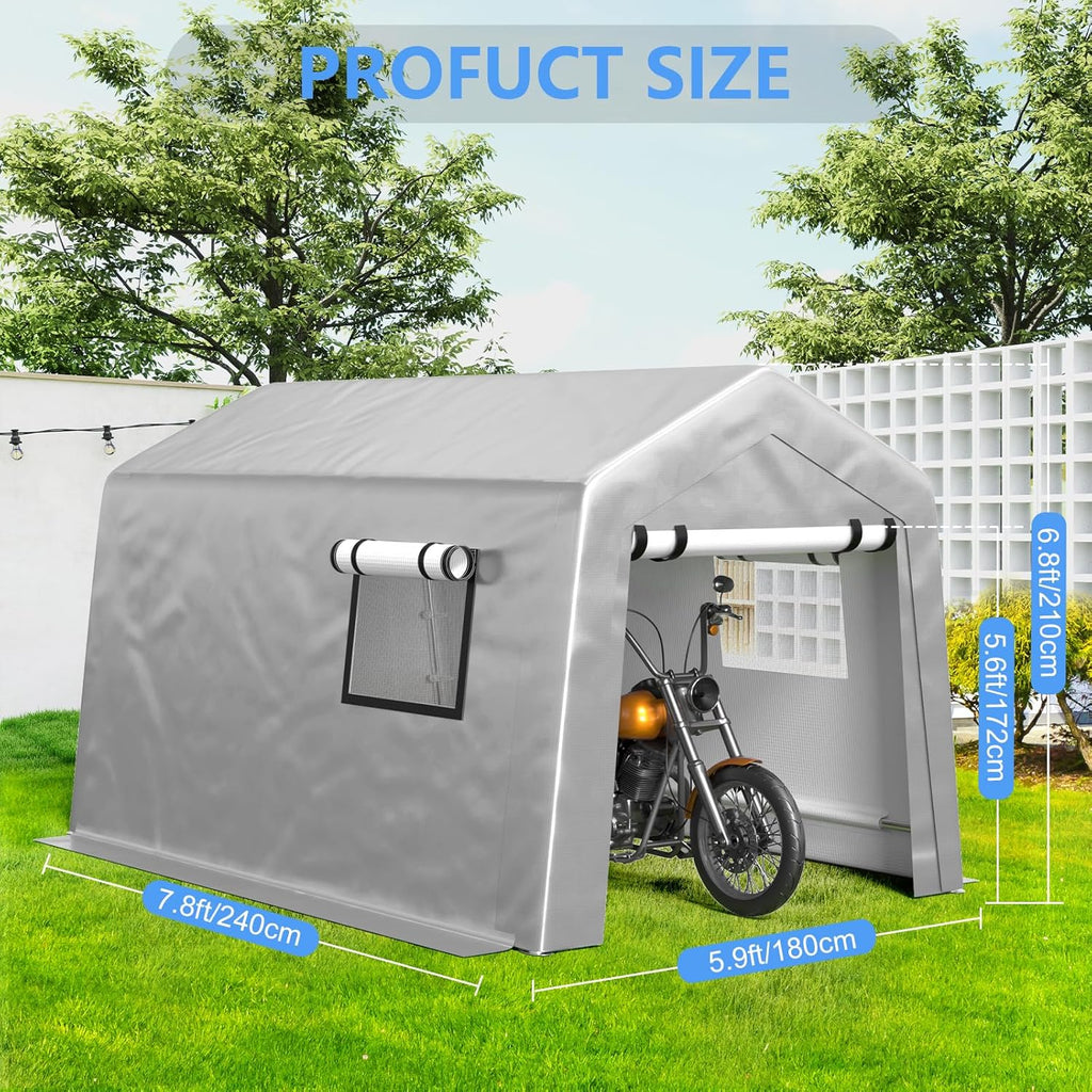 6x8 ft Heavy Duty Carport Tent Portable Garage Removable Side Walls Four Seasons Tarpaulin wourant
