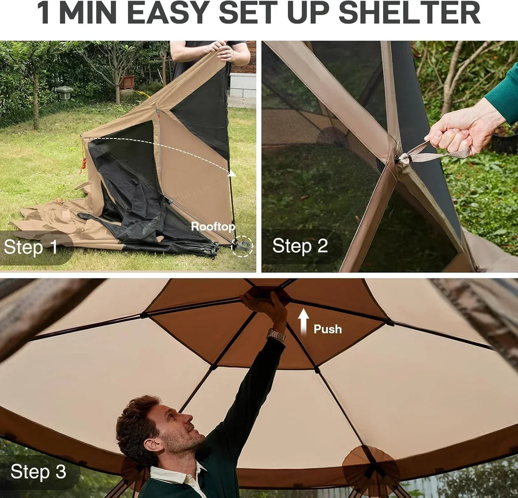 Pop up Screen House Tent for Camping 11.5 x 9.8 ft Instant Screened Gazebo Canopy wourant