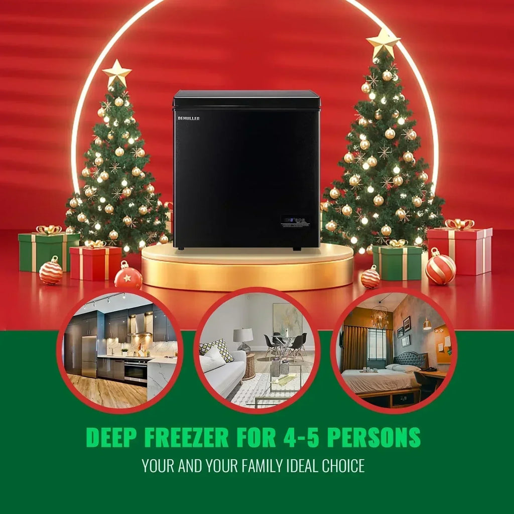 Chest Freezer 5.0Cubic Feet Deep Freezer Freestanding Freezers 2 Removable Stainless Steel Basket wourant