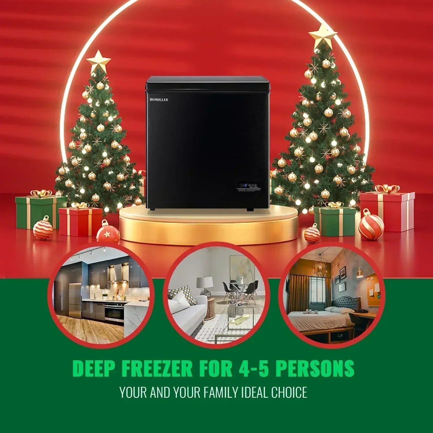 Chest Freezer 5.0Cubic Feet Deep Freezer Freestanding Freezers 2 Removable Stainless Steel Basket wourant