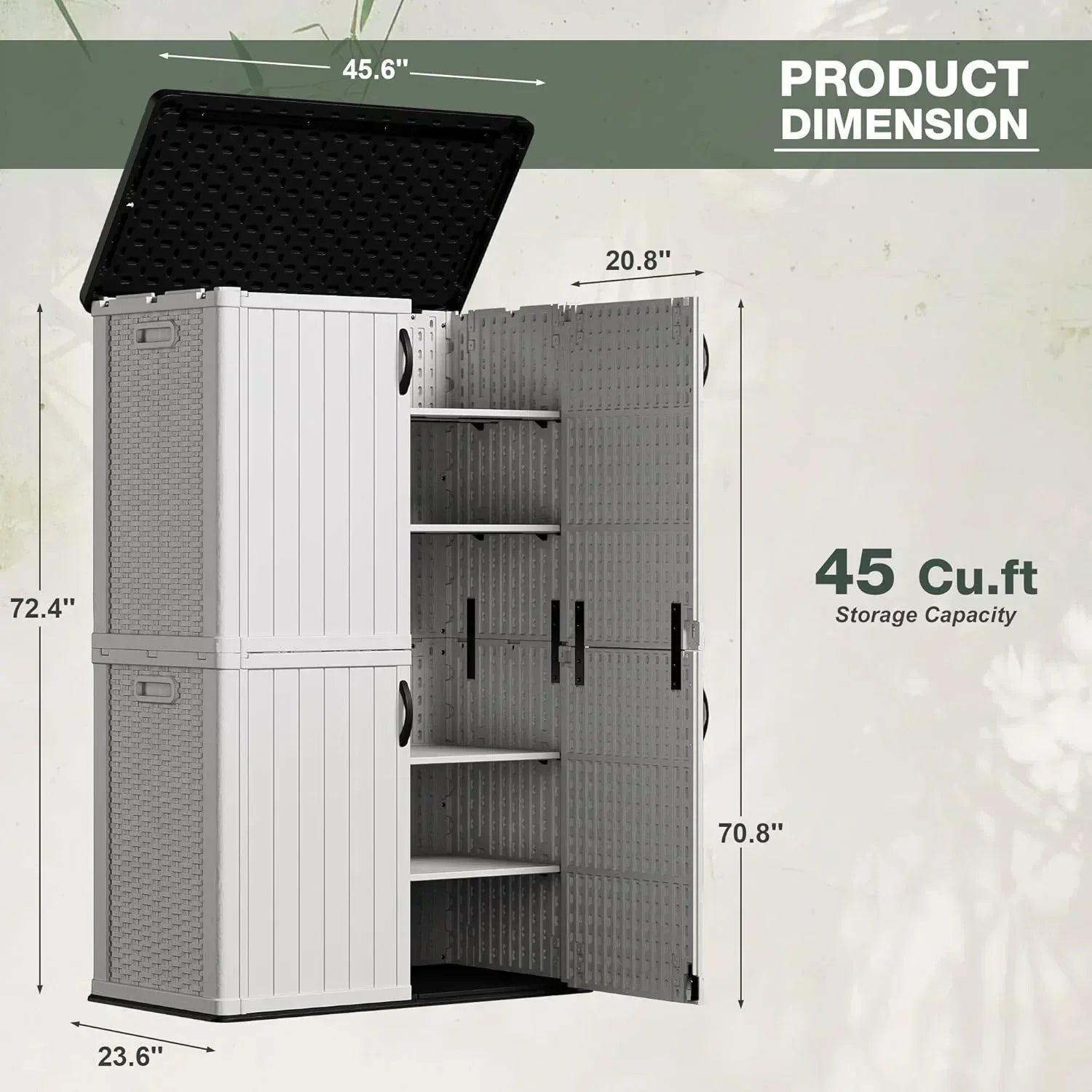 Greesum Outdoor Horizontal Storage Shed 27 Cu.ft Resin Large Storage Box for Garden Patio wourant