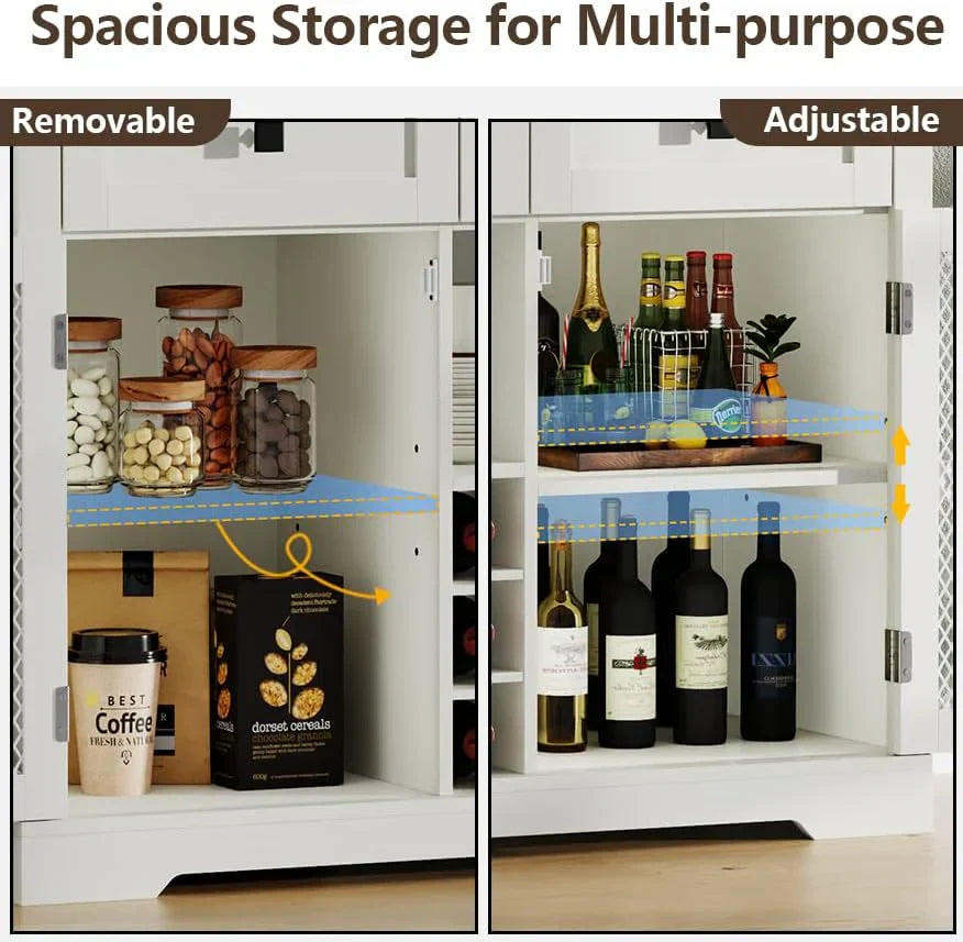 Wine Bar Cabinet with LED Light Liquor Cabinet with Glass Holder Coffee Bar for Liquor wourant