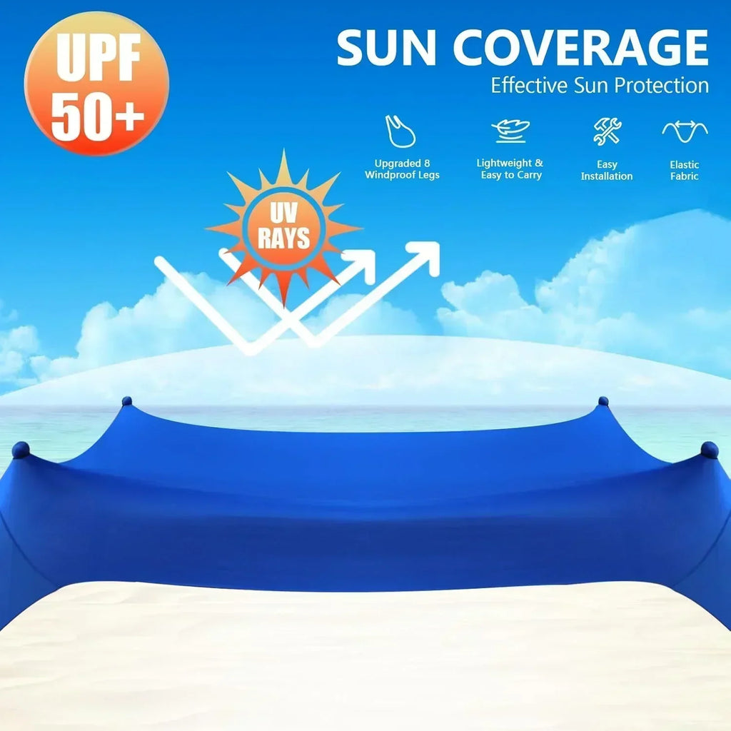 Beach Tent Sun Shelter 10 x 10 FT Beach Canopy Tent Sun Shade Heavy Duty UPF50+ Beach Tent wourant