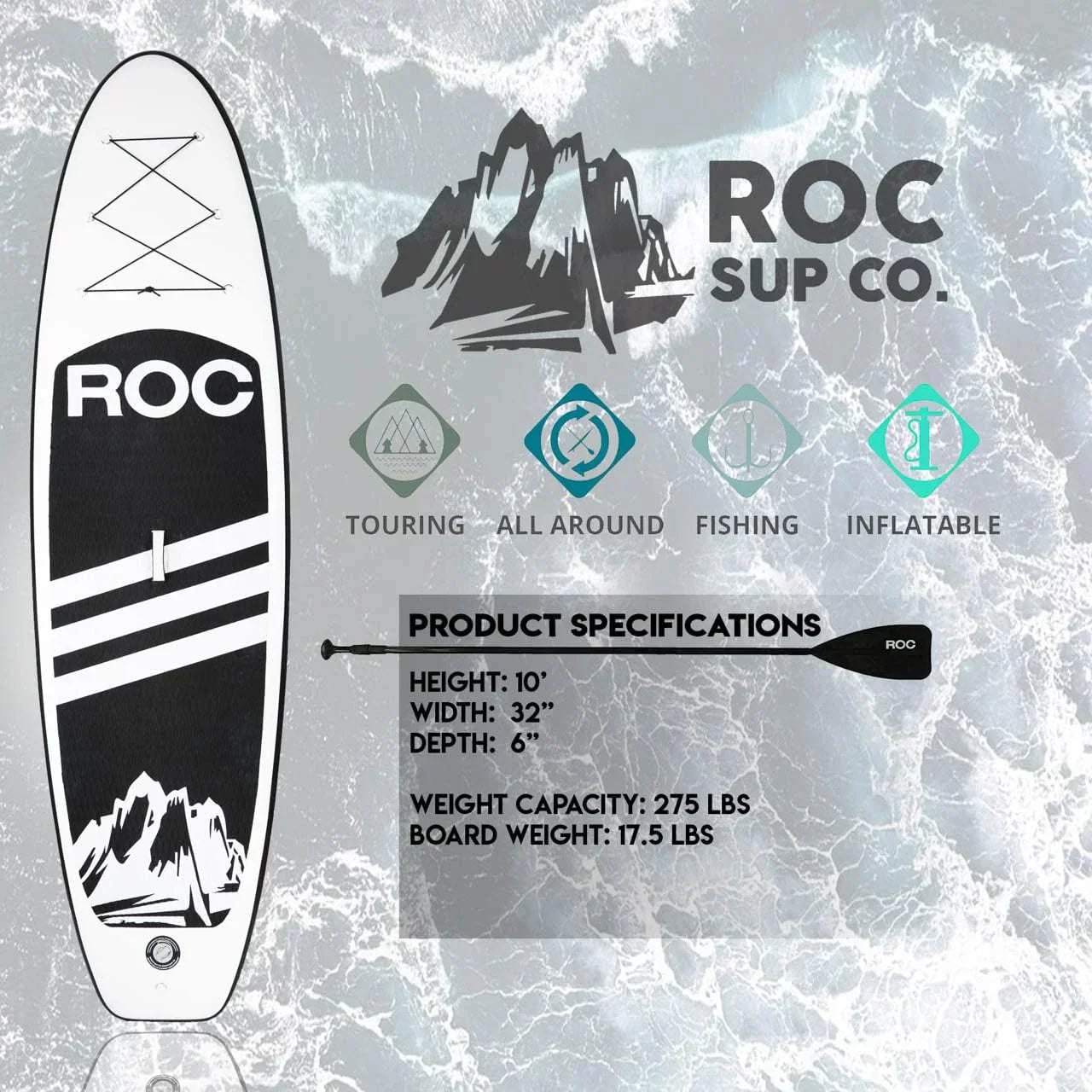 ROC inflatable stand-up paddle board SUP paddle board accessories Anti-slip comfortable deck wourant