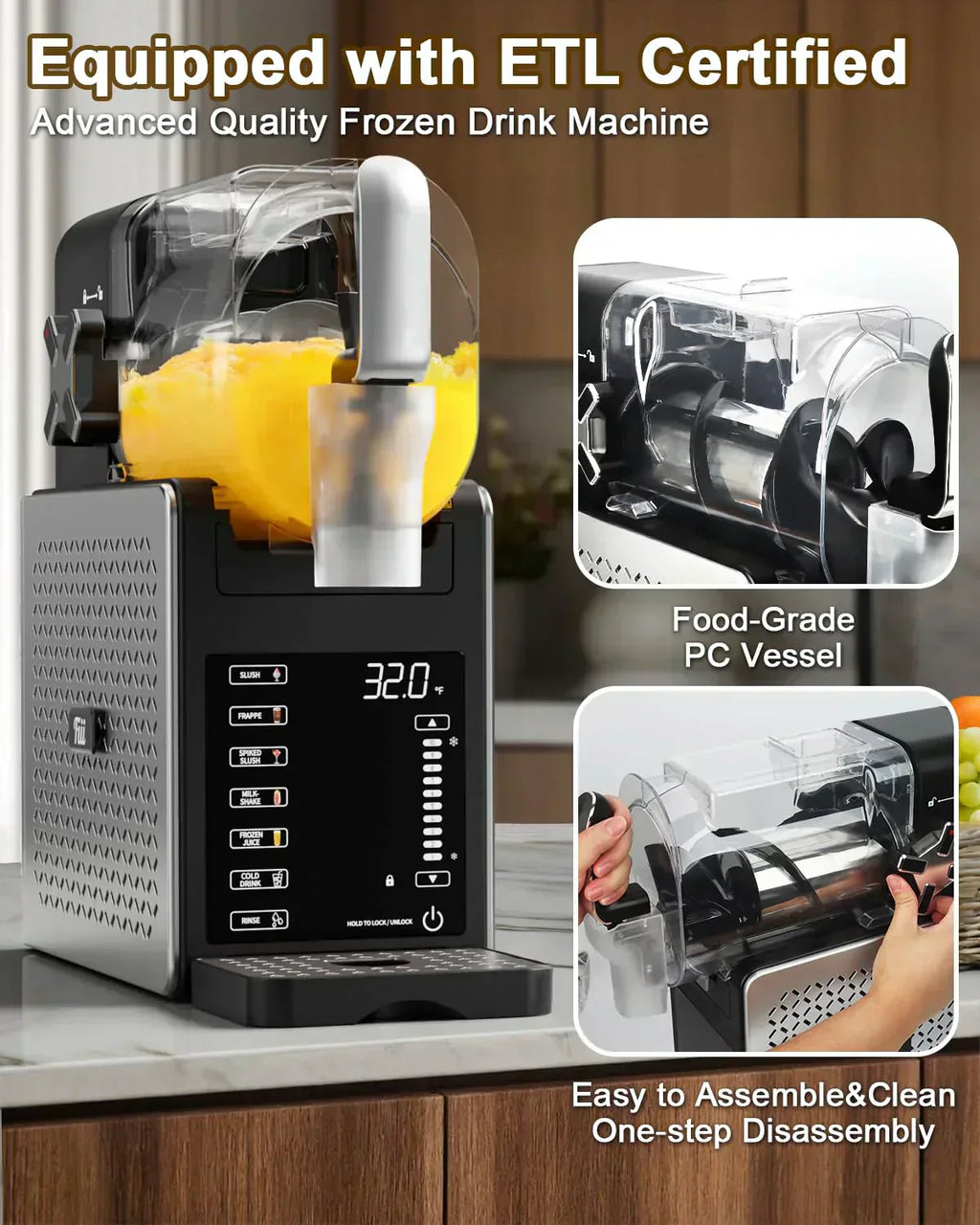 Fiii Slushie Machine 92 oz Slushy Machine for Home 6 Preset Programs Quiet Operation LED Display wourant