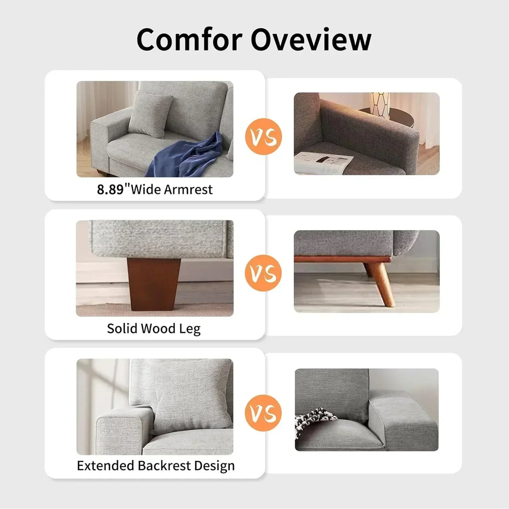 DOPEDIO living room double sofa chenille lounge chair removable solid wood frame wourant