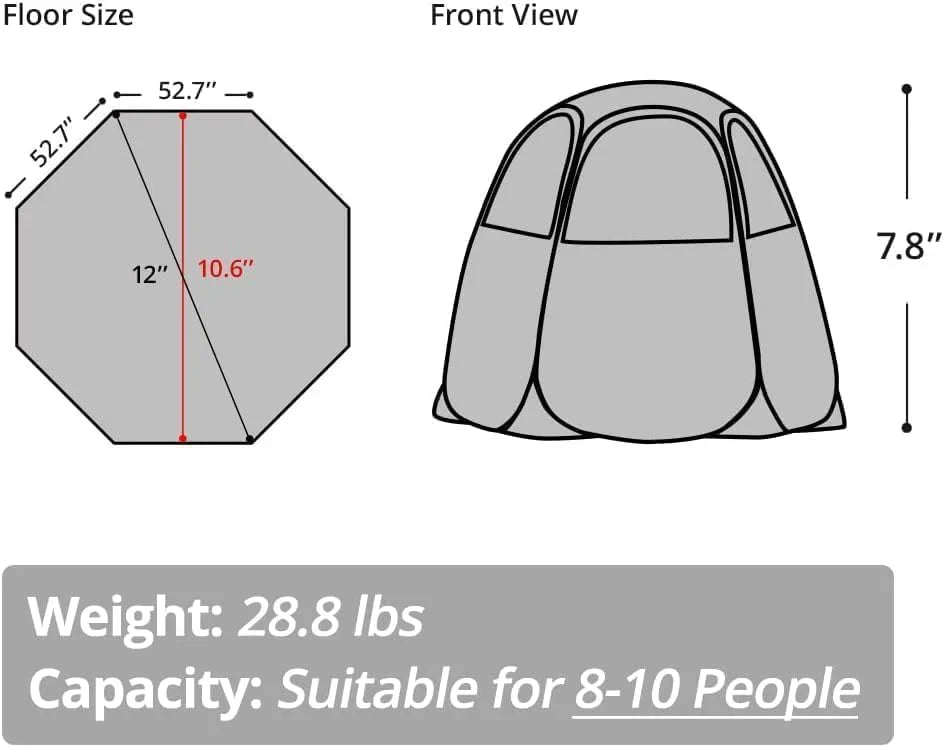 Screen gazebo sleeps 6-10-15 people Igloo-style canopy tent mosquito net on the sides Perfect wourant