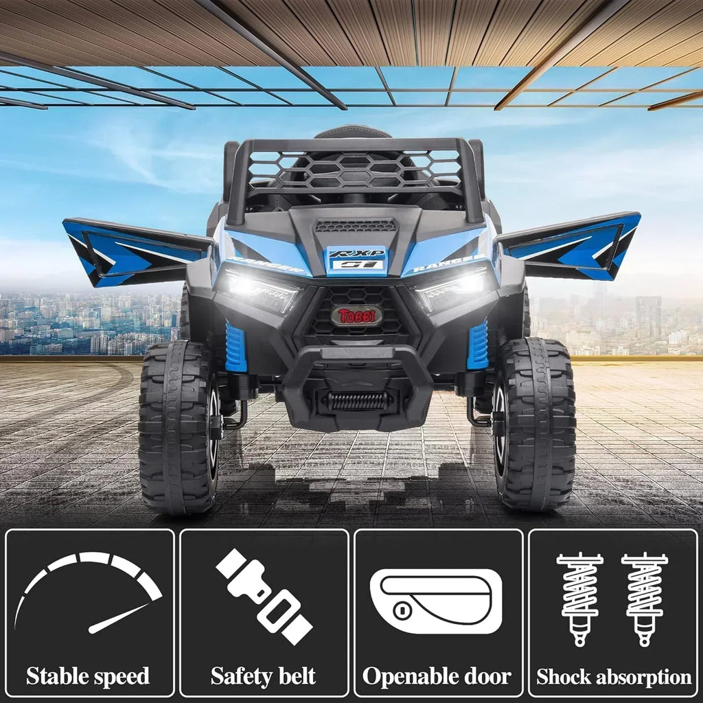 TOBBI 12V Kids Ride on Car Electric Off-Road UTV Truck with Diverse Functions Double Open Doors wourant