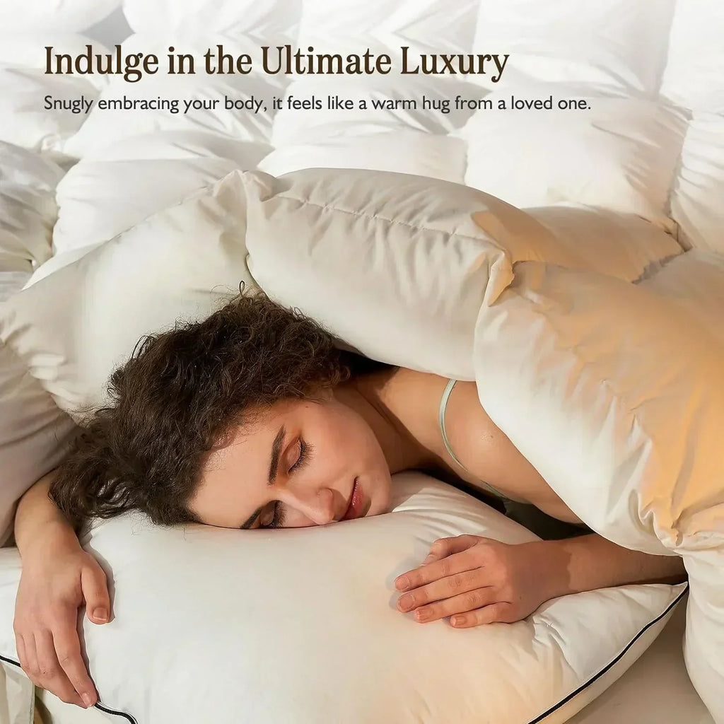 Organic down comforter queen size fluffy down core 100% cotton cover fluffy down filling wourant