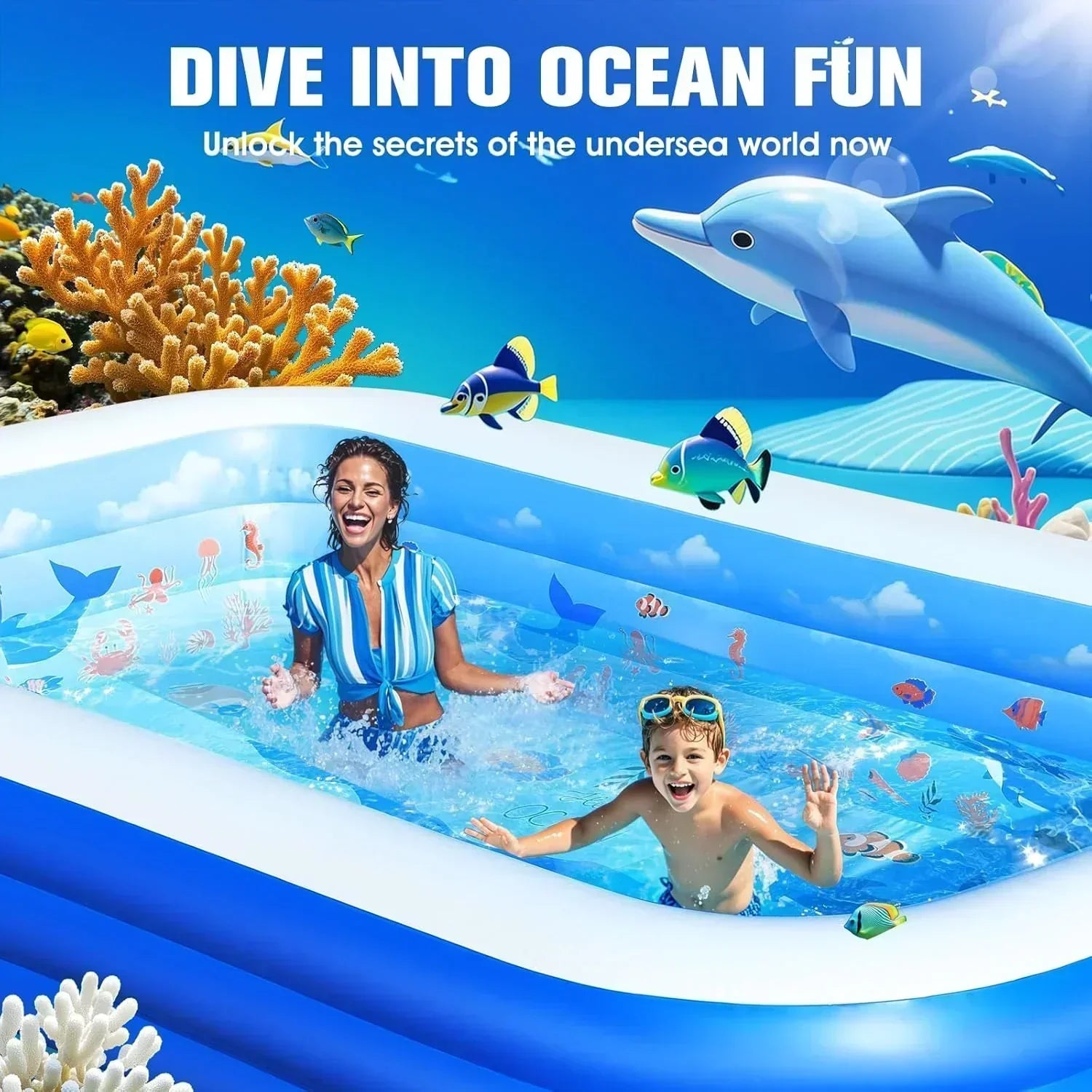 Inflatable Pool with Canopy Upgraded Inflatable Swimming Pool Large Inflatable Blow up Pools wourant